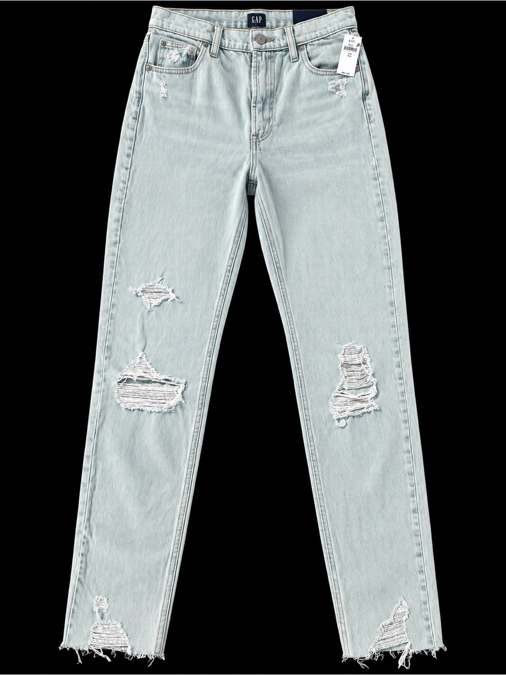 GAP Mom Jeans Size 2/26 Tall Light Wash Distressed High Rise NWT 2/26T 2T 26T